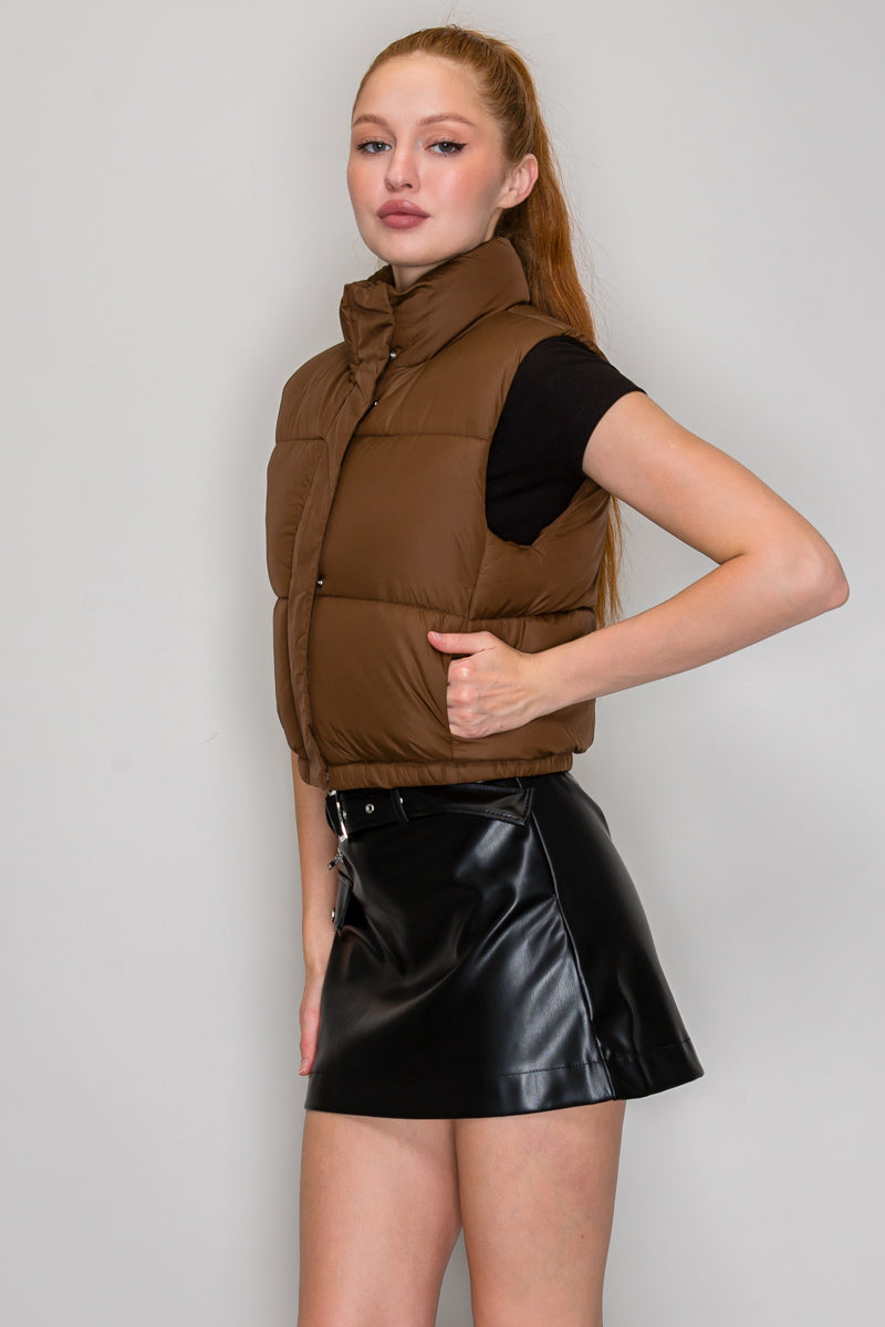 QUILTED FUNNEL NECK VEST