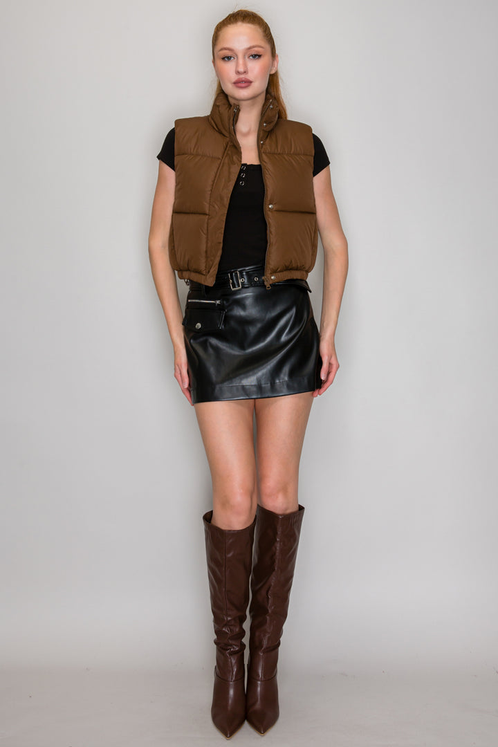 QUILTED FUNNEL NECK VEST