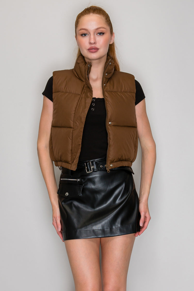 QUILTED FUNNEL NECK VEST