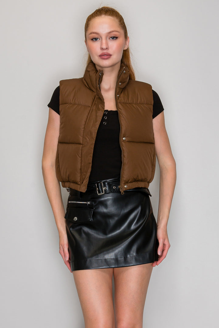 QUILTED FUNNEL NECK VEST