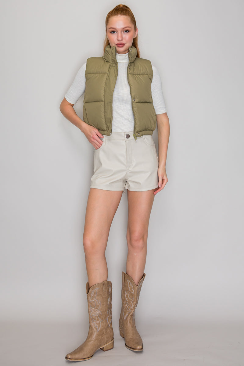 QUILTED FUNNEL NECK VEST