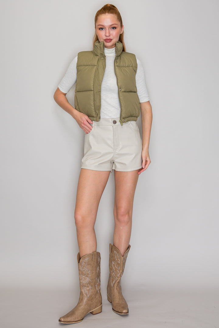 QUILTED FUNNEL NECK VEST
