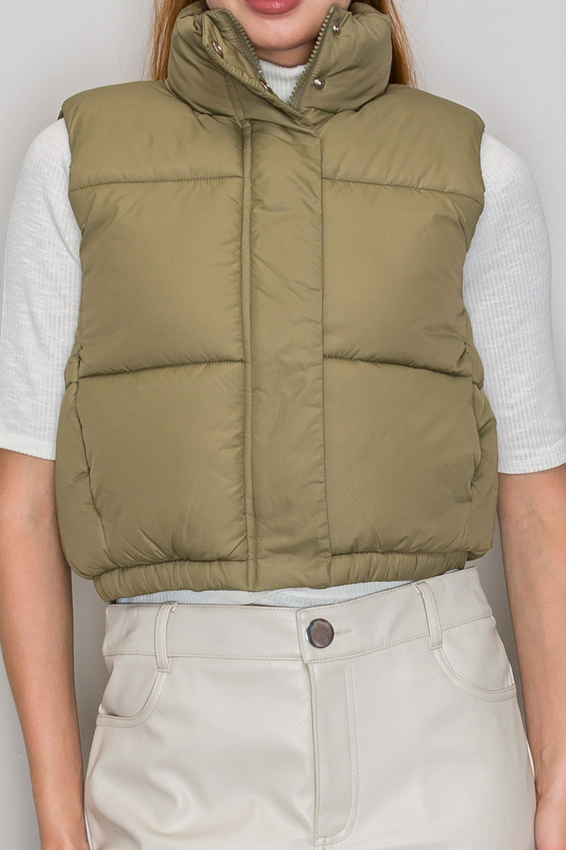 QUILTED FUNNEL NECK VEST