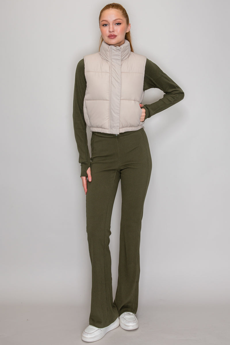 QUILTED FUNNEL NECK VEST