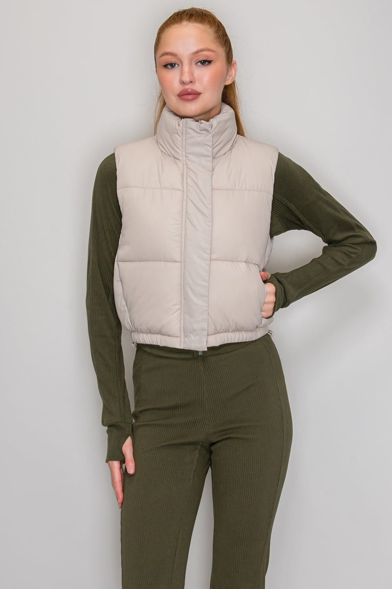 QUILTED FUNNEL NECK VEST