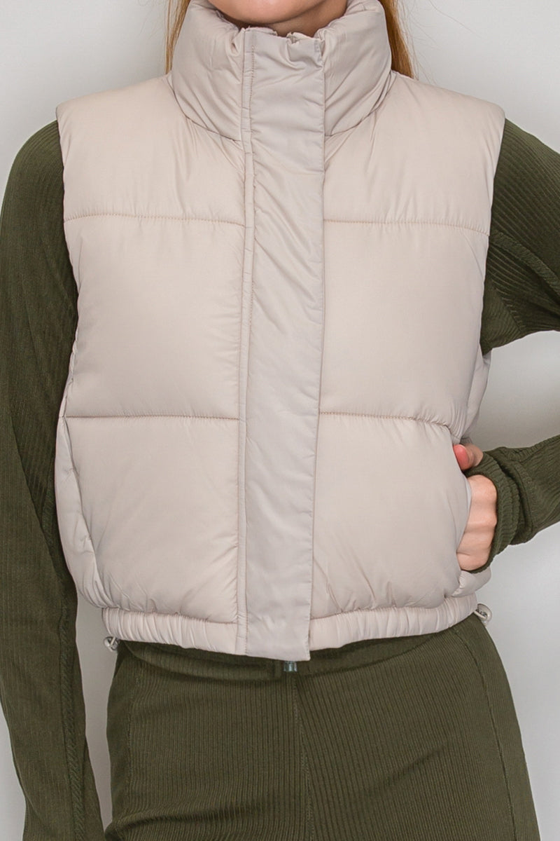 QUILTED FUNNEL NECK VEST