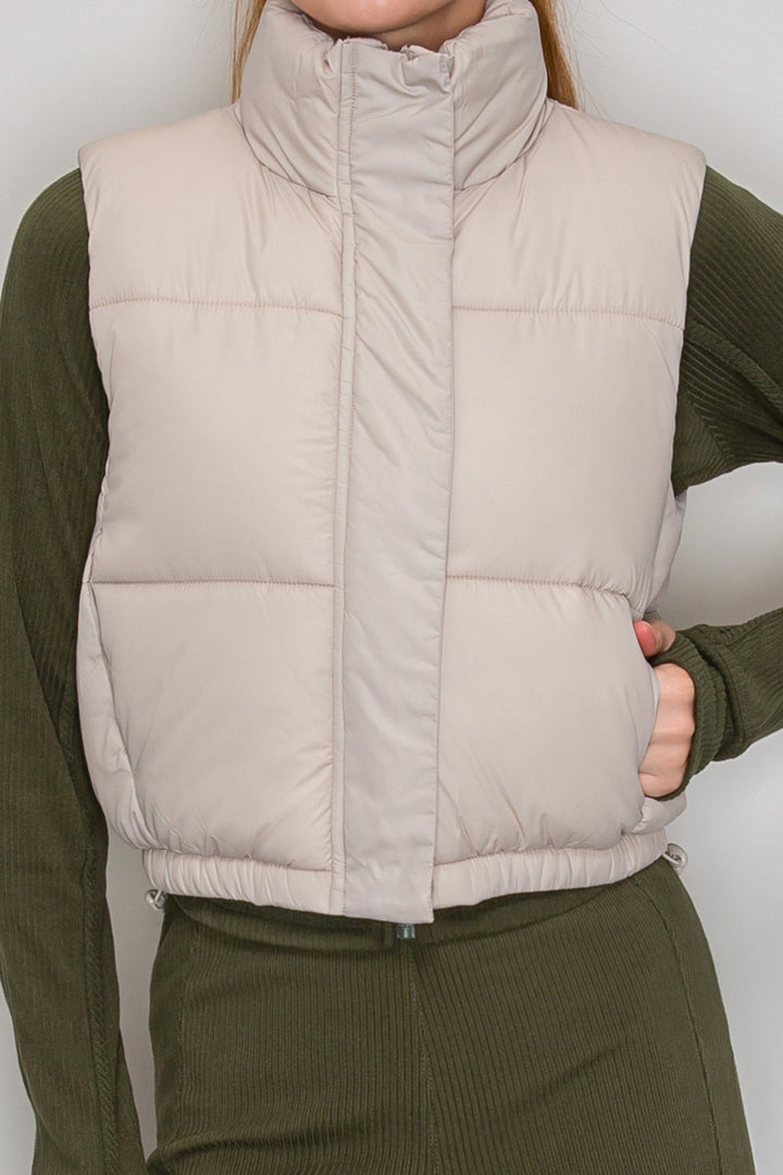 QUILTED FUNNEL NECK VEST