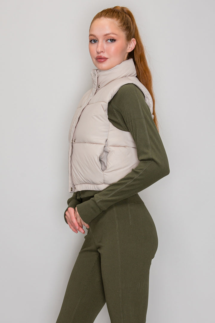QUILTED FUNNEL NECK VEST