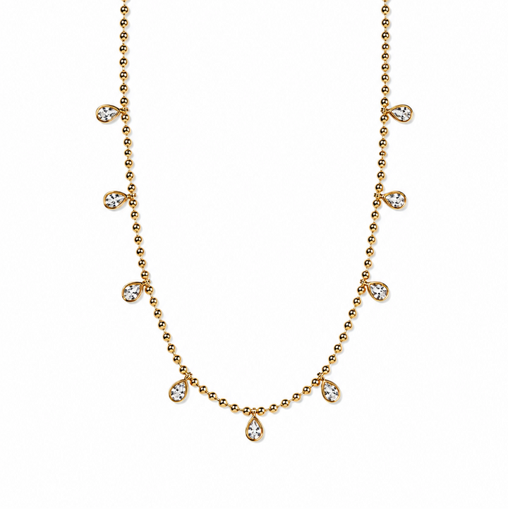 Beaded CZ Teardrop Necklace
