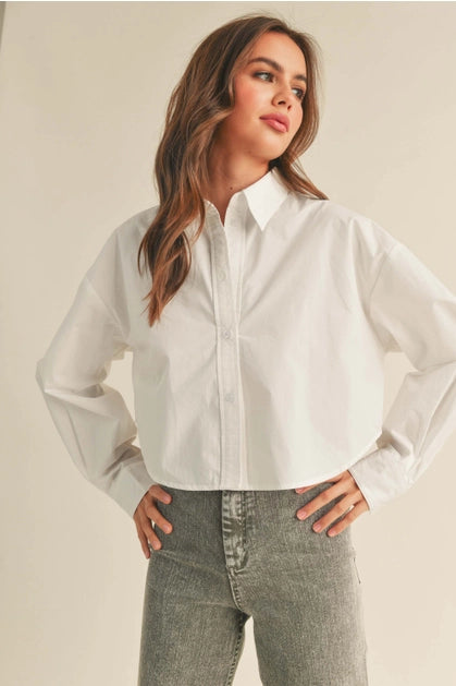 CROPPED BUTTON DOWN TOP