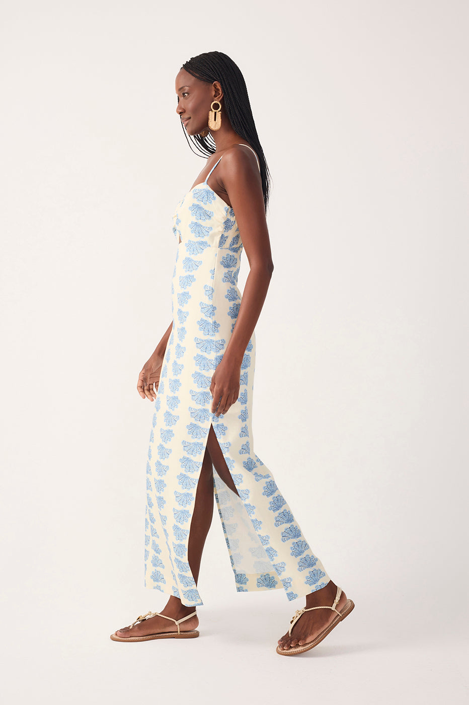 Off-white Aquarium Cut-out Sleeveless Linen Maxi Dress