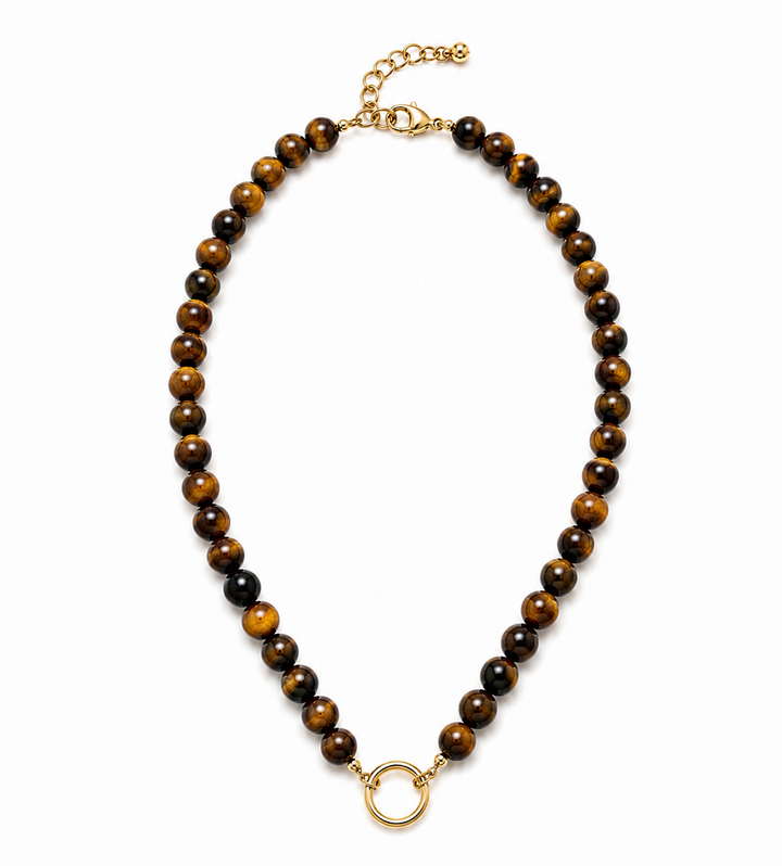 Tiger Eye Beaded Toggle Necklace