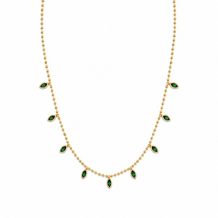 Beaded Emerald Marquise Necklace
