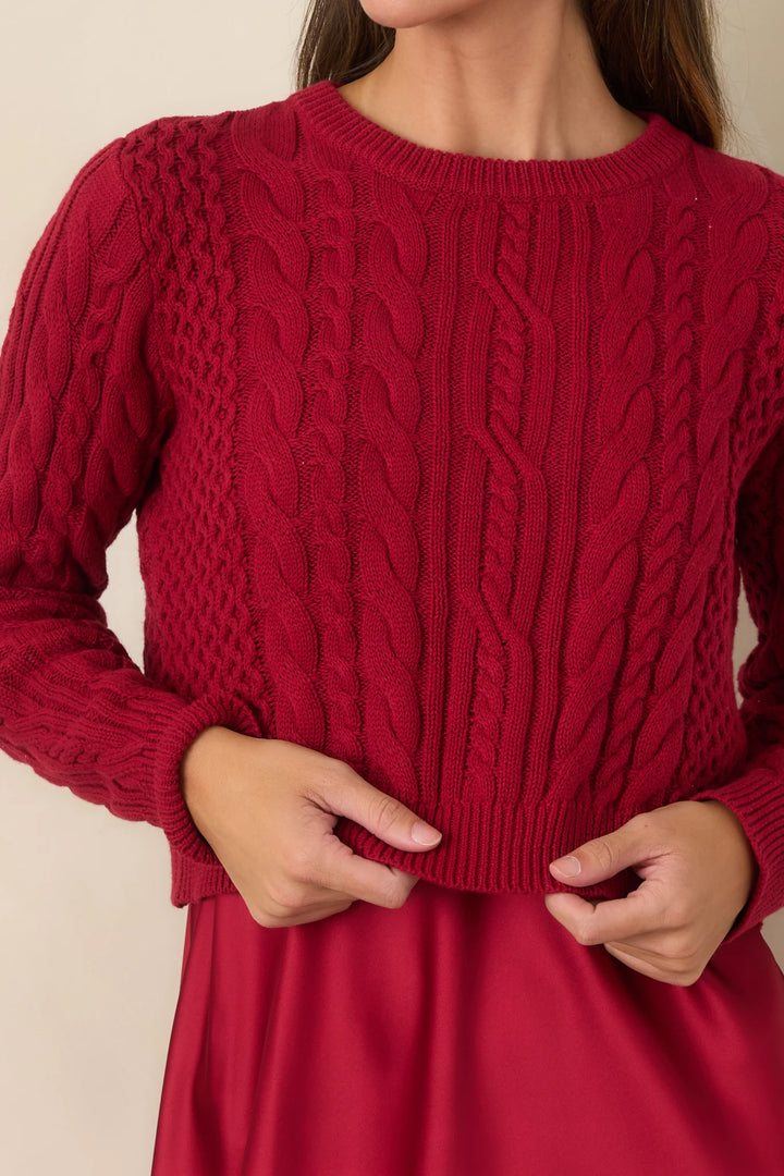 SATIN MIDI DRESS &amp; CABLE KNIT SWEATER SET