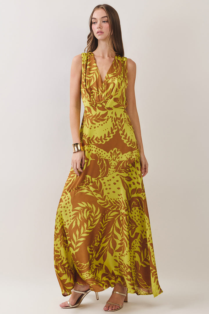 TERRA BOTANICA V-NECK MAXI DRESS