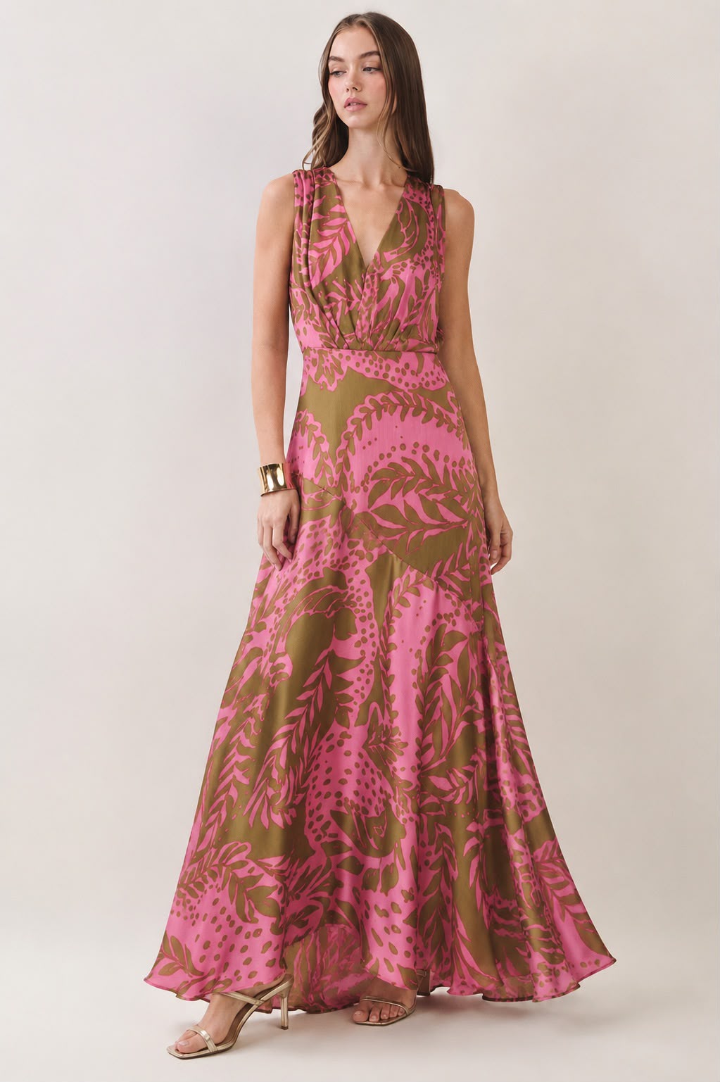 TERRA BOTANICA V-NECK MAXI DRESS