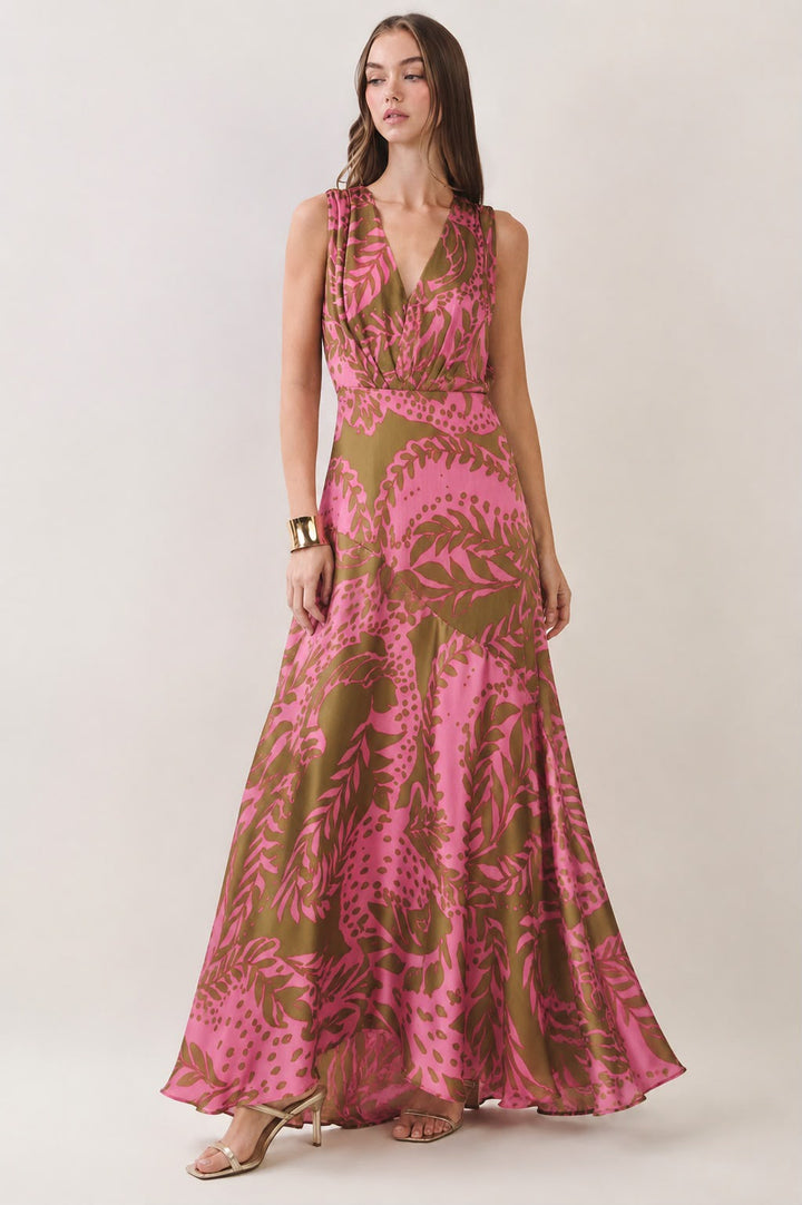 TERRA BOTANICA V-NECK MAXI DRESS