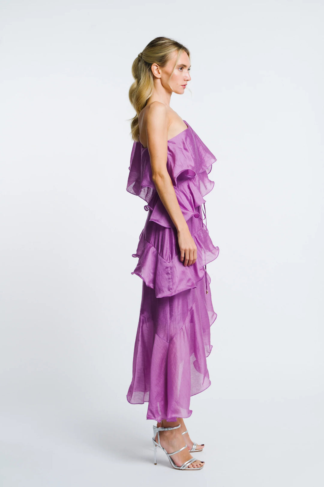 MATEA ONE-SHOULDER ASYMMETRIC HEM MAXI DRESS