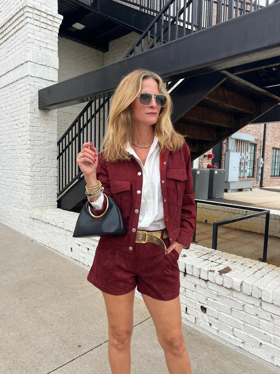 SUEDE PLEATED SHORTS