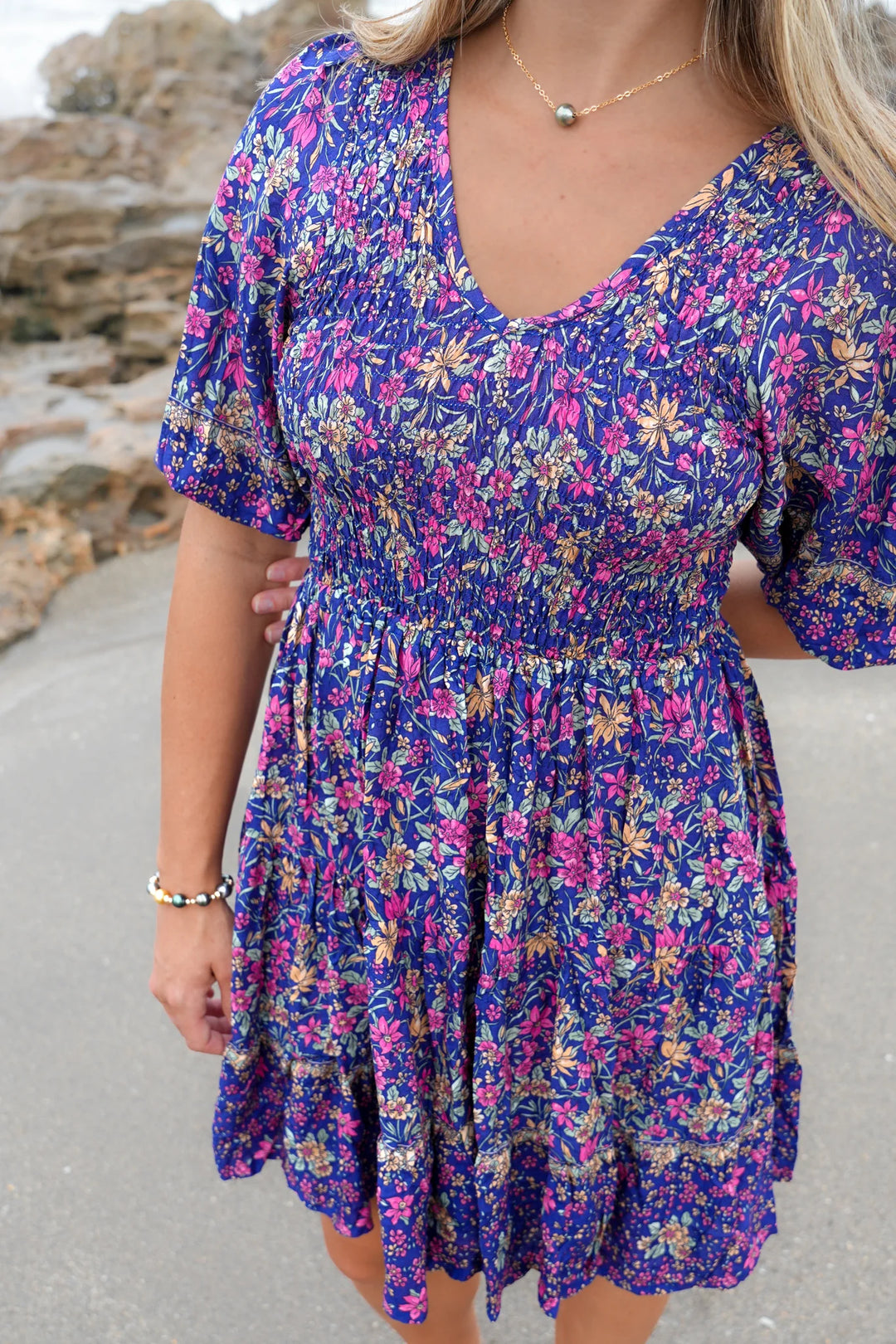 CHLOE SMOCKED MINI DRESS