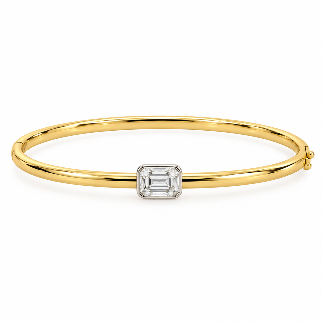 Drew Emerald Cut Bezel Two-Tone Bangle