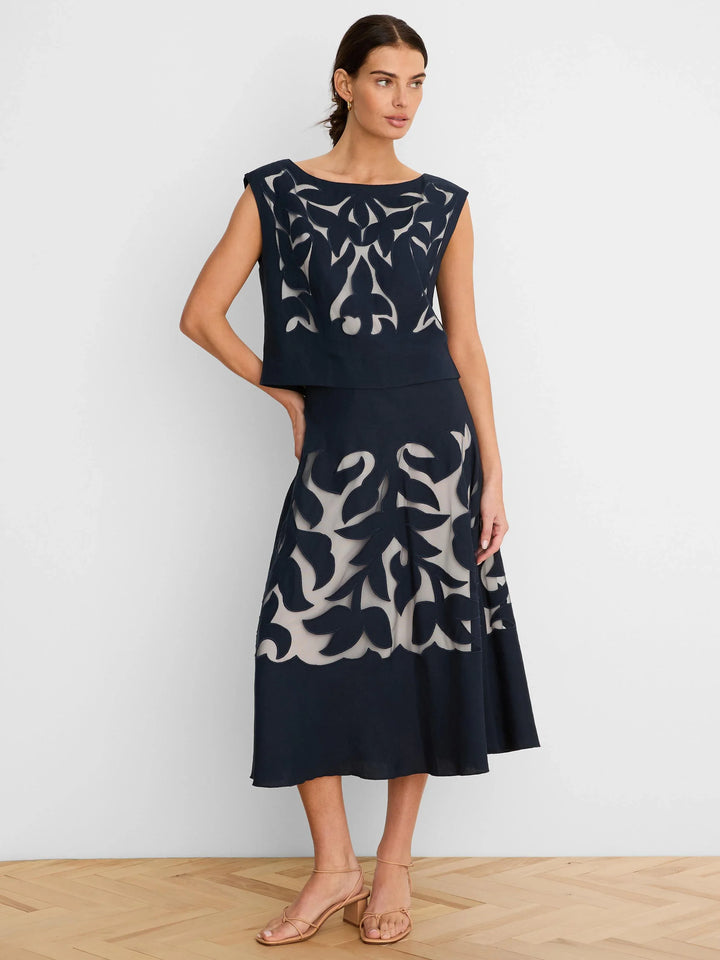 ANTIBES LINEN CUT OUT SKIRT