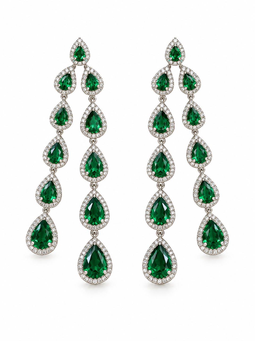 Cecilia Emerald Bezel Drop Earrings