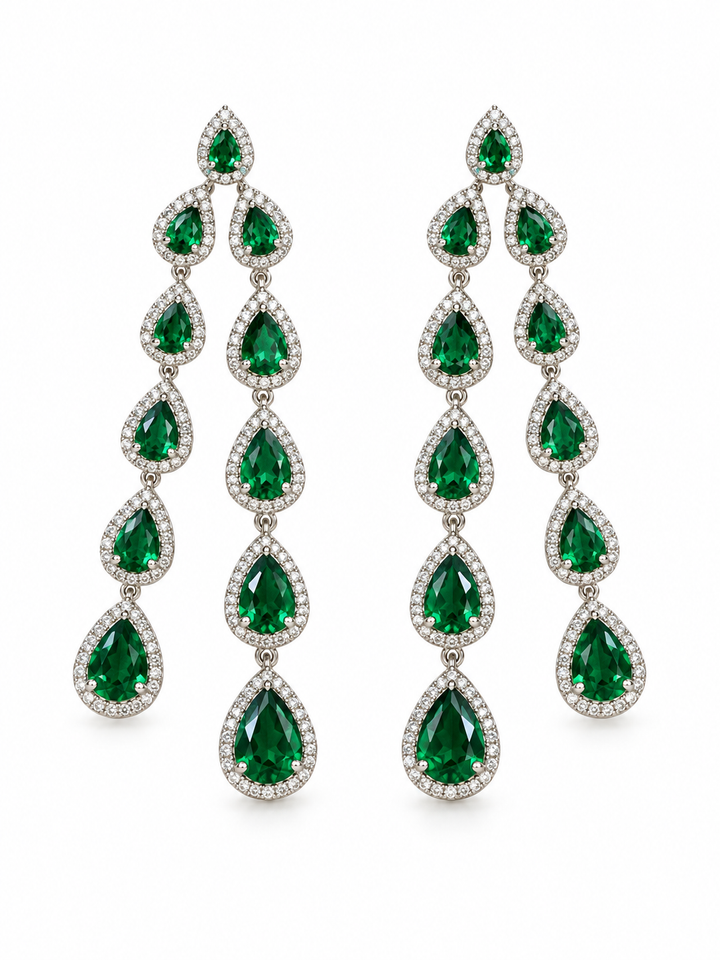 Cecilia Emerald Bezel Drop Earrings
