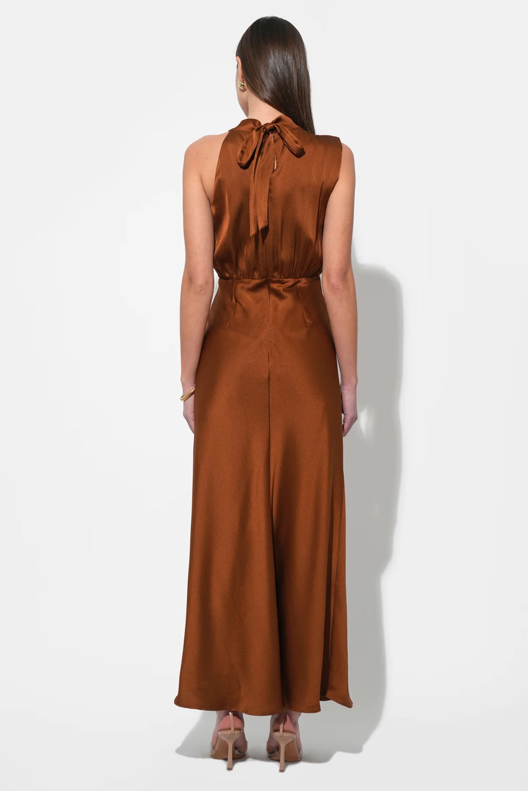 KATE COWL DRAPE ASYMMETRICAL MAXI DRESS Copper Penny KATE COWL DRAPE ASYMMETRICAL MAXI DRESS Copper Penny