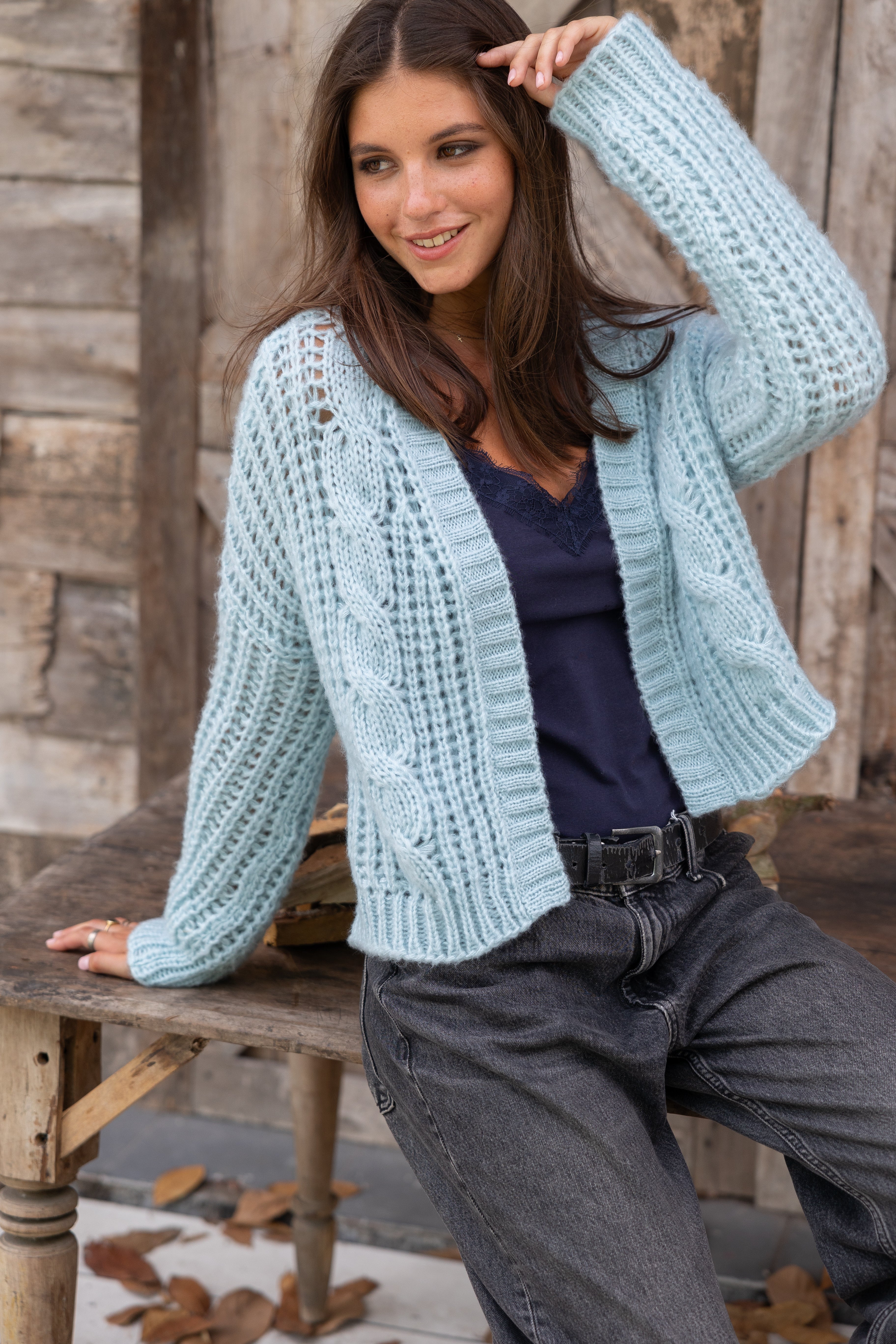 OLIVIA CABLE CARDI – Copper Penny