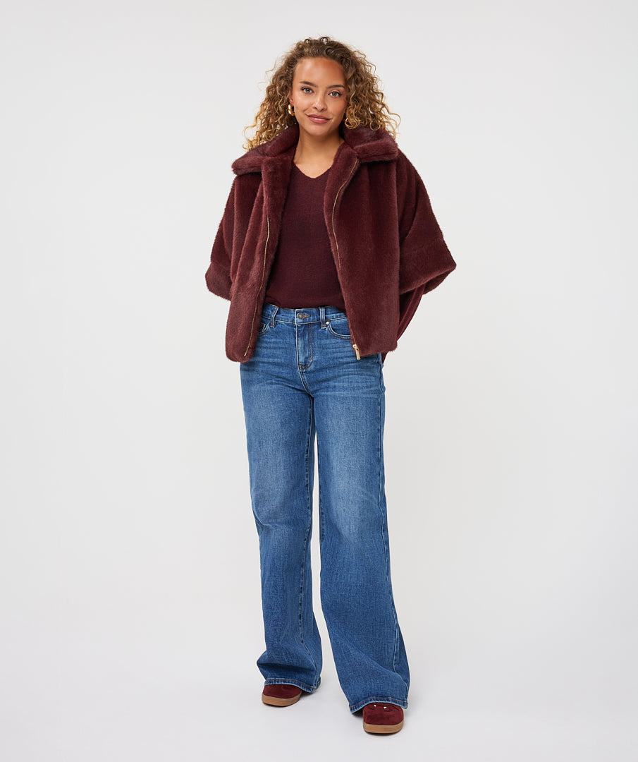 COAT PONCHO FAKE FUR