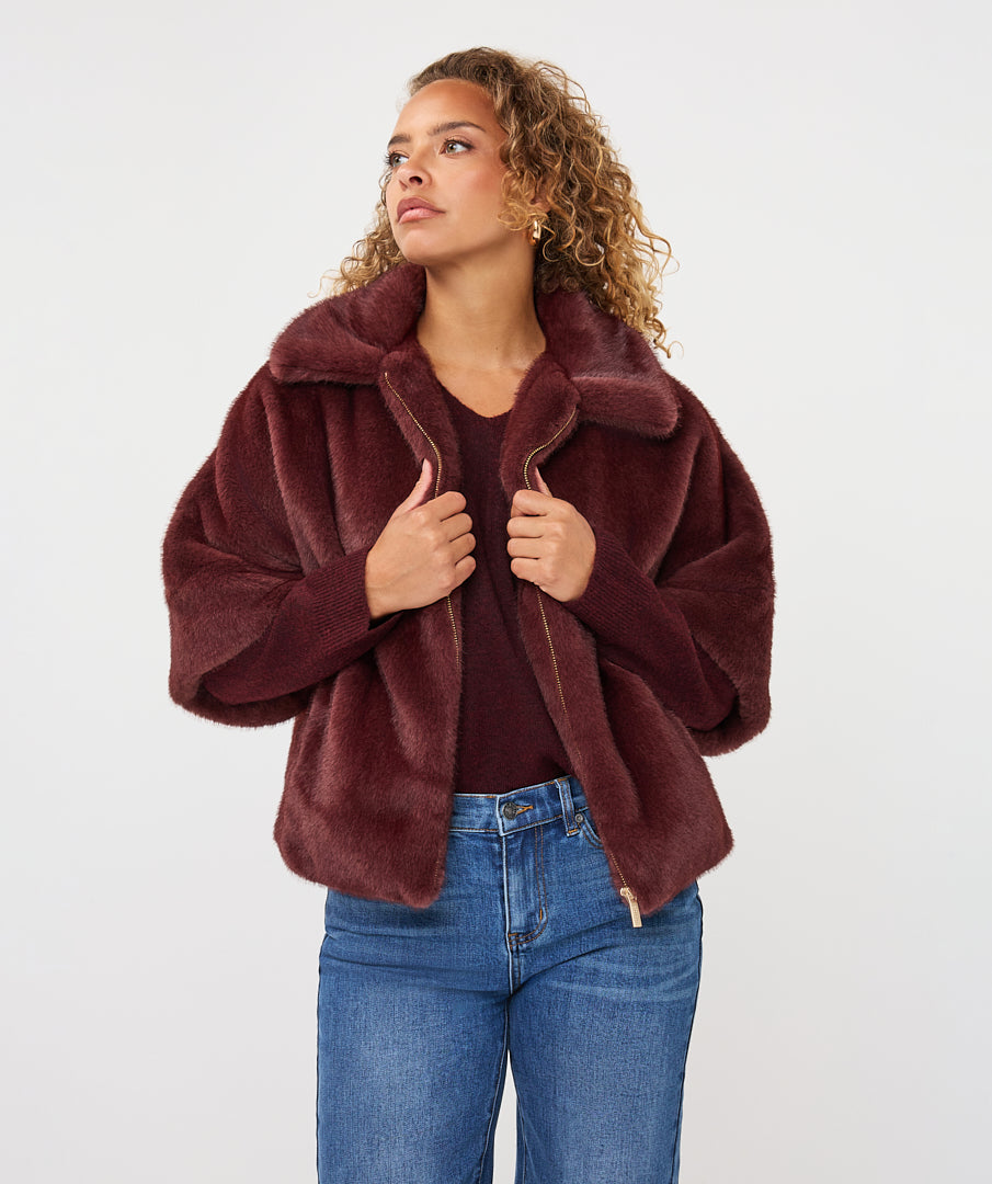 COAT PONCHO FAKE FUR