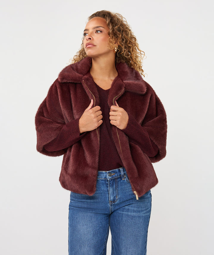 COAT PONCHO FAKE FUR