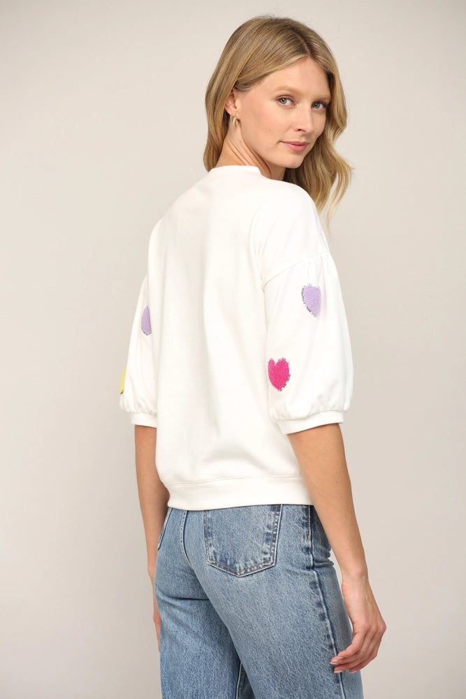 HEART EMBROIDERED TOP