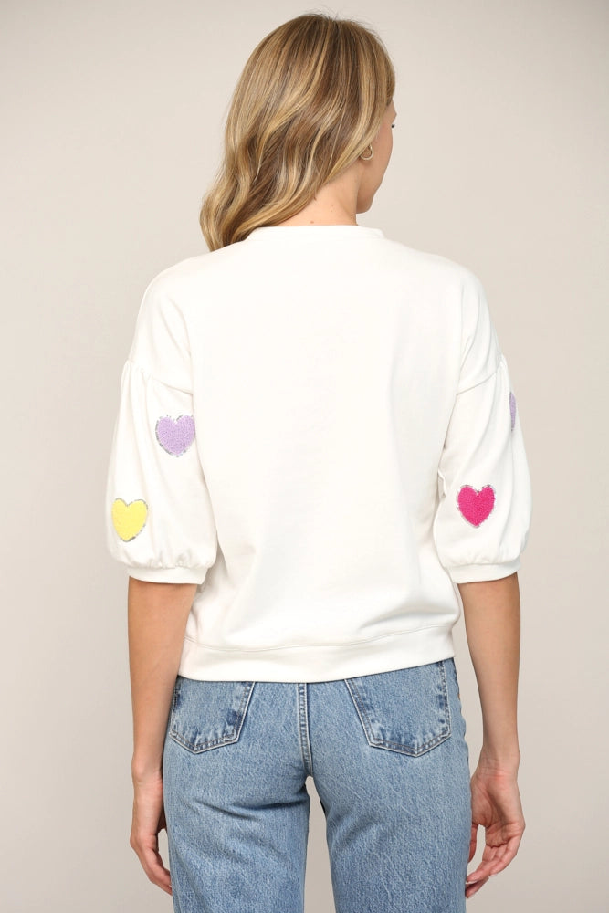 HEART EMBROIDERED TOP
