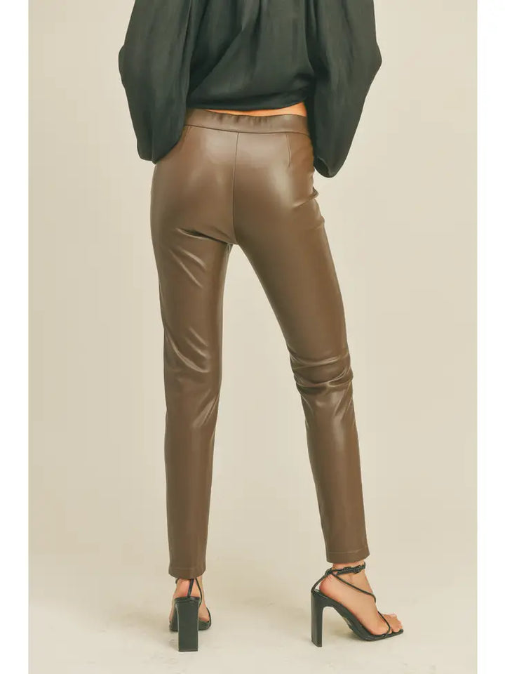 FAUX LEATHER PANT WITH SIDE ZIPPER