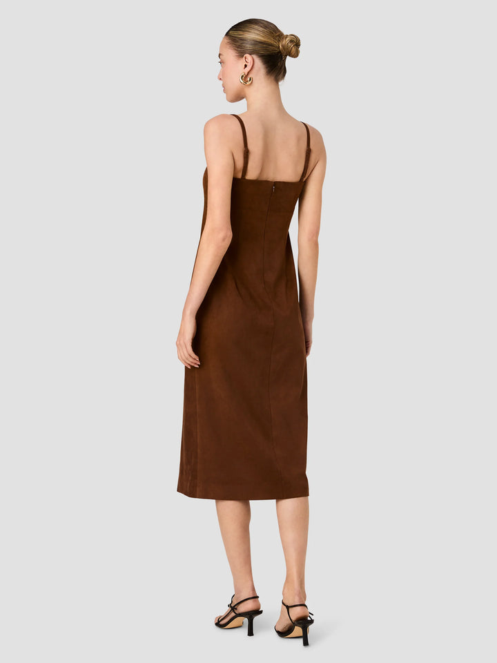SONJA SUEDE SLIT MIDI DRESS