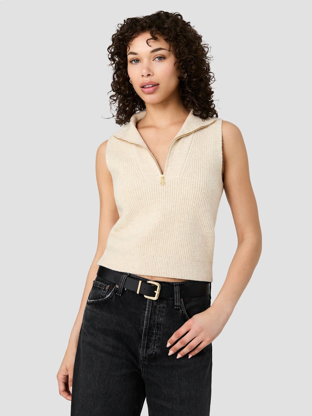 MARLEY KNIT HALF ZIP RIB VEST