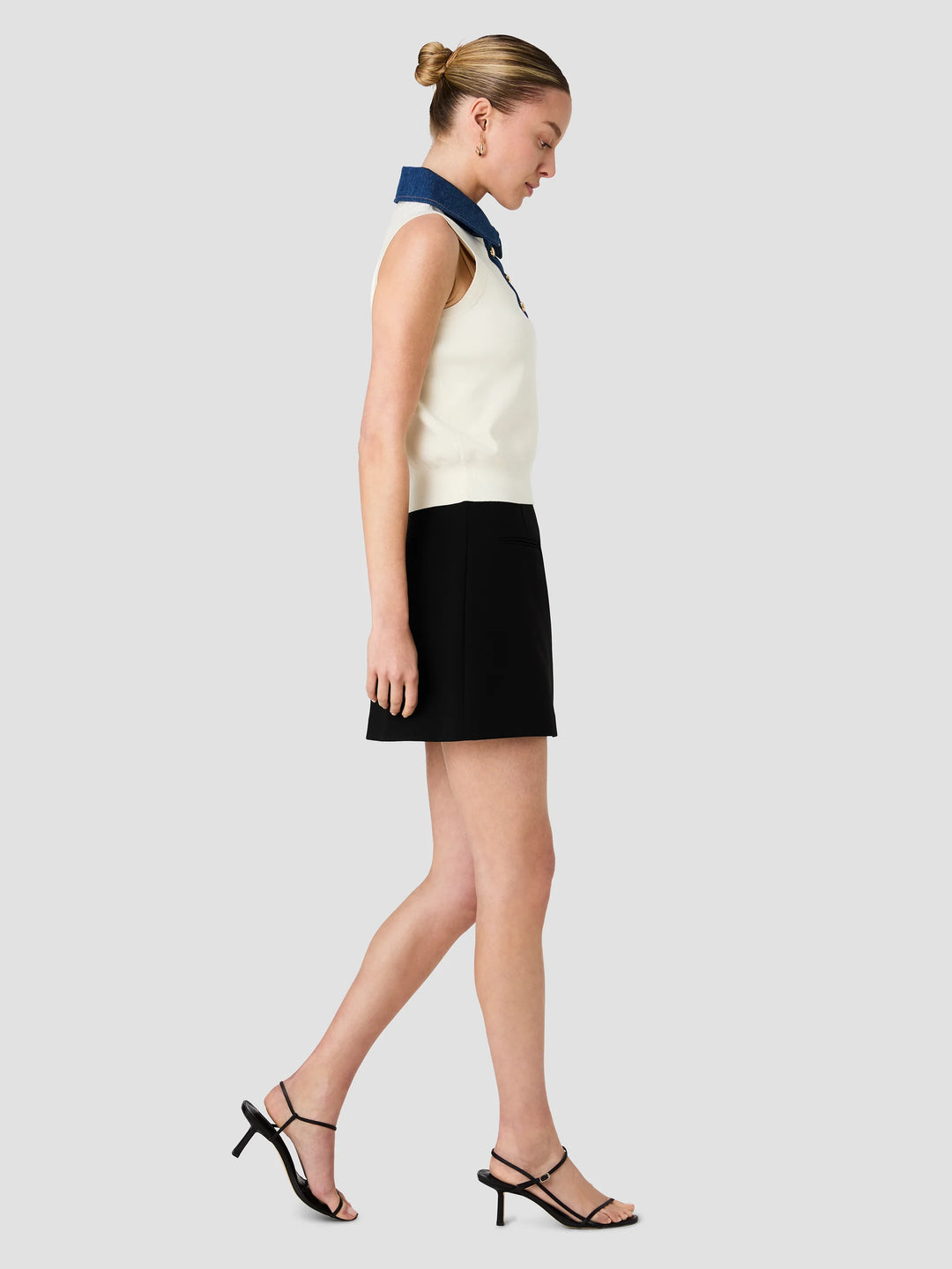 MAXIME KNIT DENIM COLLARED SWEATER VEST