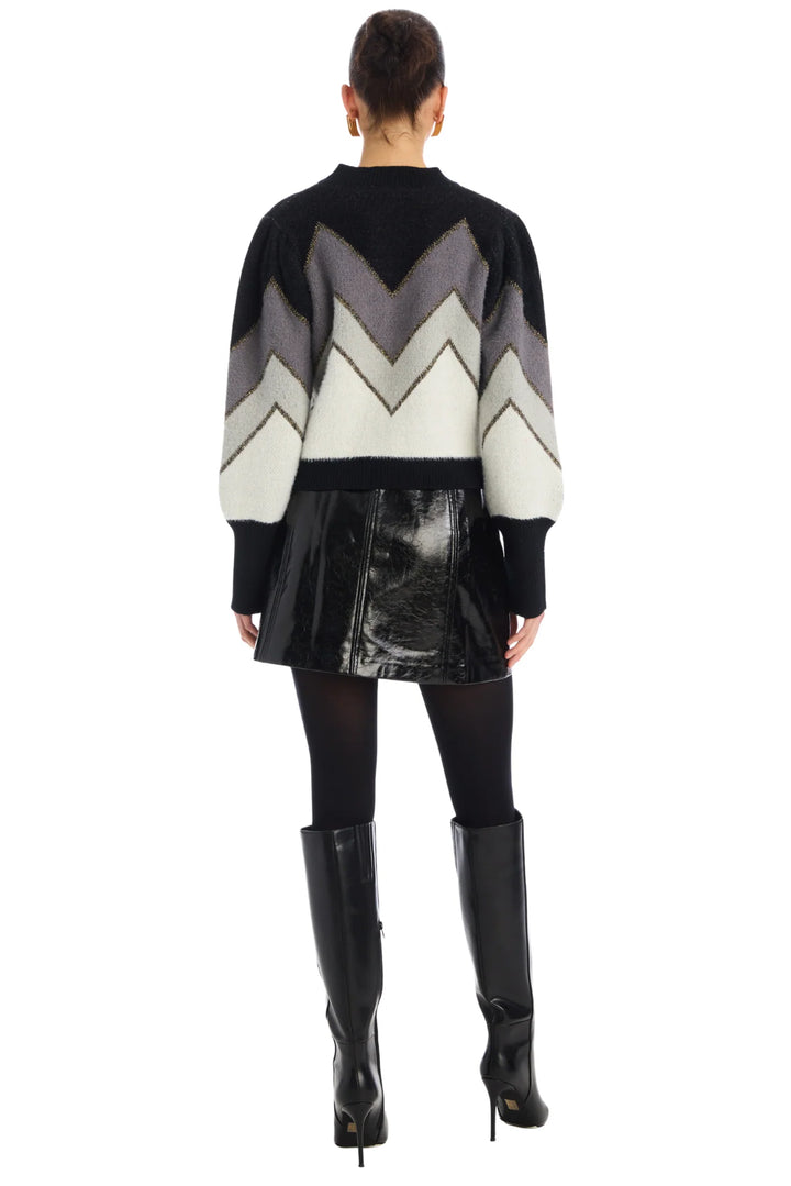 FUZZY CHEVRON CARDIGAN