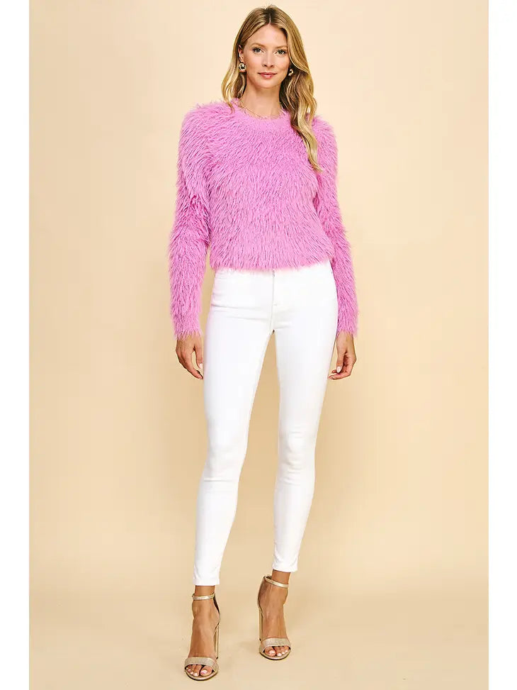 FUZZY CROPPED SWEATER