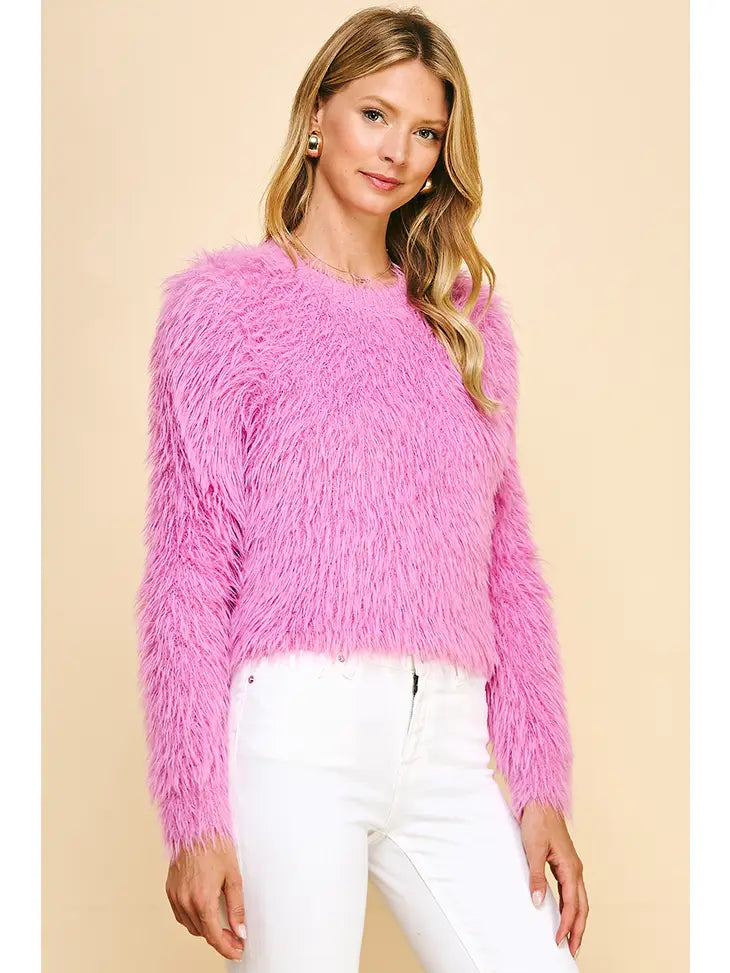 FUZZY CROPPED SWEATER