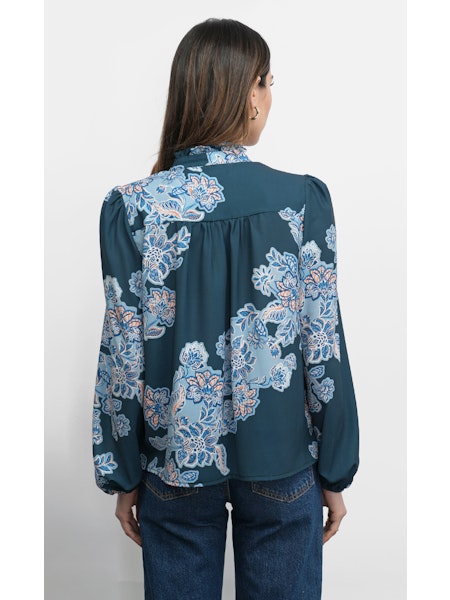 CIERRA BUTTON UP TIE NECK BLOUSE