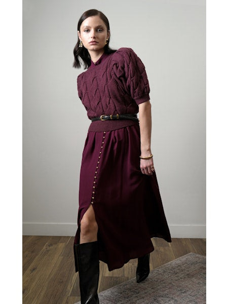 HALLIE CABLE KNIT PUFF SLEEVE SWEATER TOP