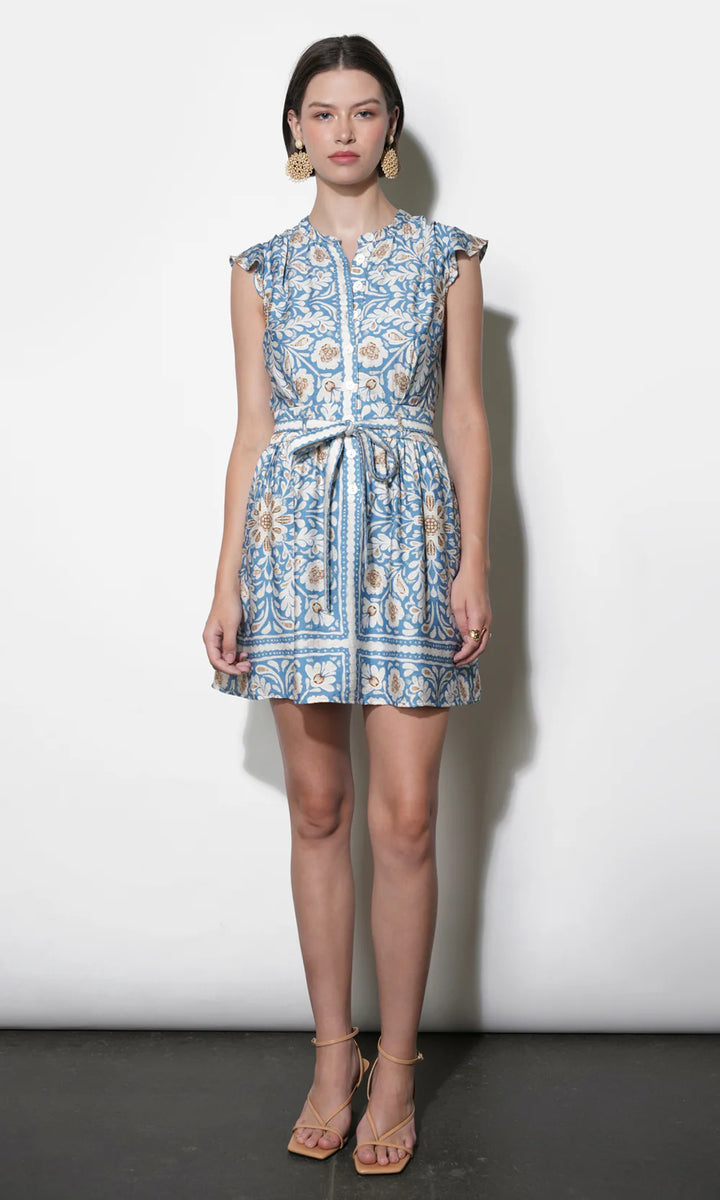 BAILEY FLUTTER SLEEVE BELTED MINI DRESS