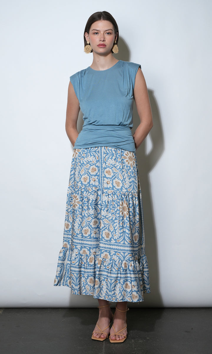 AMELIA TIERED MIDI SKIRT