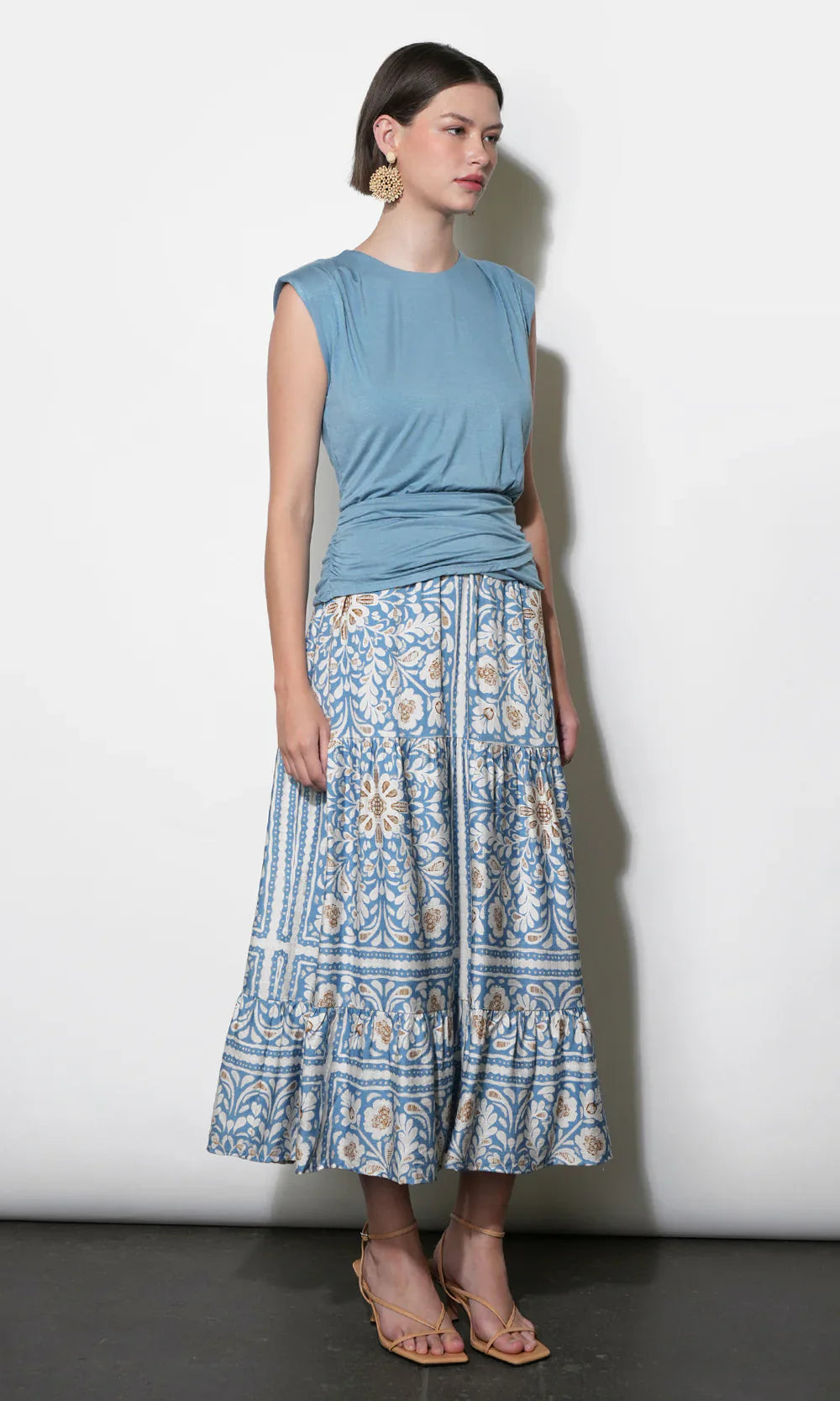 AMELIA TIERED MIDI SKIRT