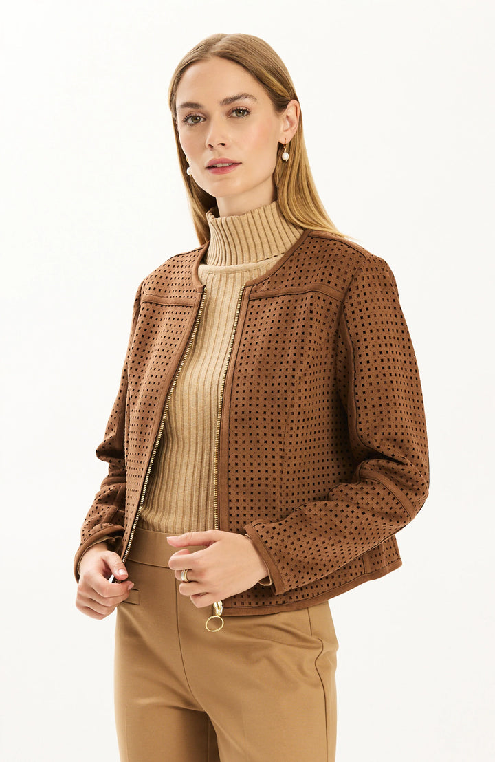 PIPER PUNCHED FAUX SUEDE JACKET