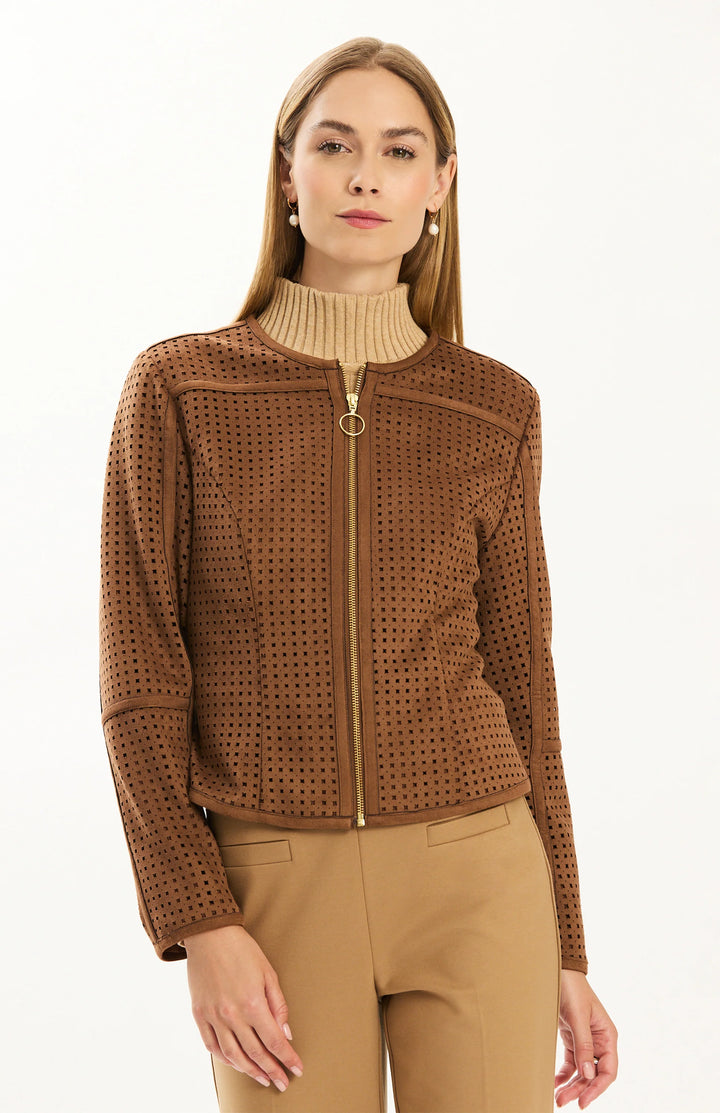 PIPER PUNCHED FAUX SUEDE JACKET