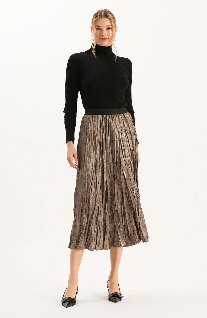 CARA METALLIC PLEATED SKIRT